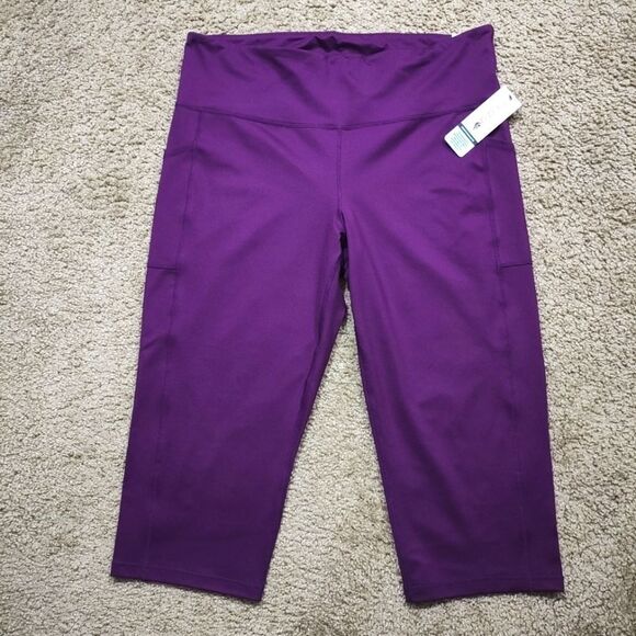 New Ideology High Rise Side Pocket Crop Plum Sherry Leggings -I - Picture 1 of 6